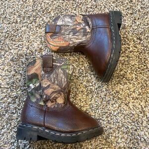 Garamimals Baby Toddler Shoes Cowboy Western Boots Brown Camo Leather Size 3